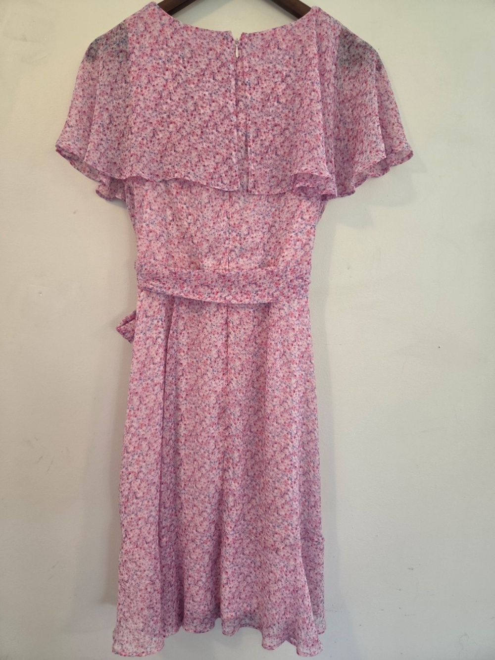 NWT DKNY dress S faux wrap pink floral tiered skirt wedding guest event date - Picture 16 of 16
